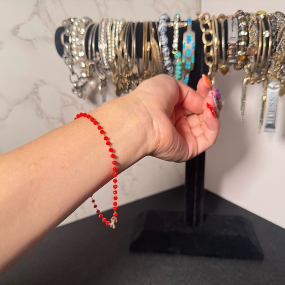 Elegant Red Beaded Bracelet / Anklet - Picture 2 of 3